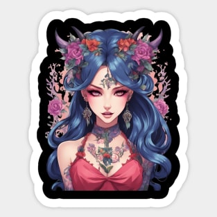 Gothic Whispers Mysterious Emo Goth Anime Girl Sticker